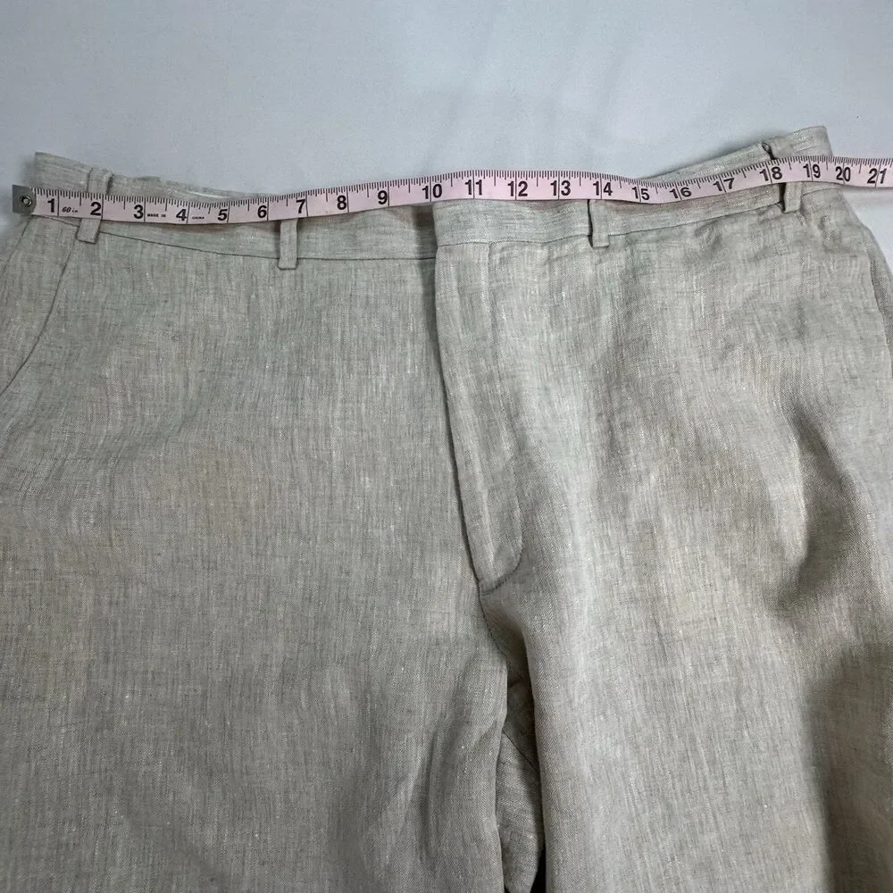 Just Linen Mens Pants 40W 100% Linen Beige Lightweight Summer Wedding Casual